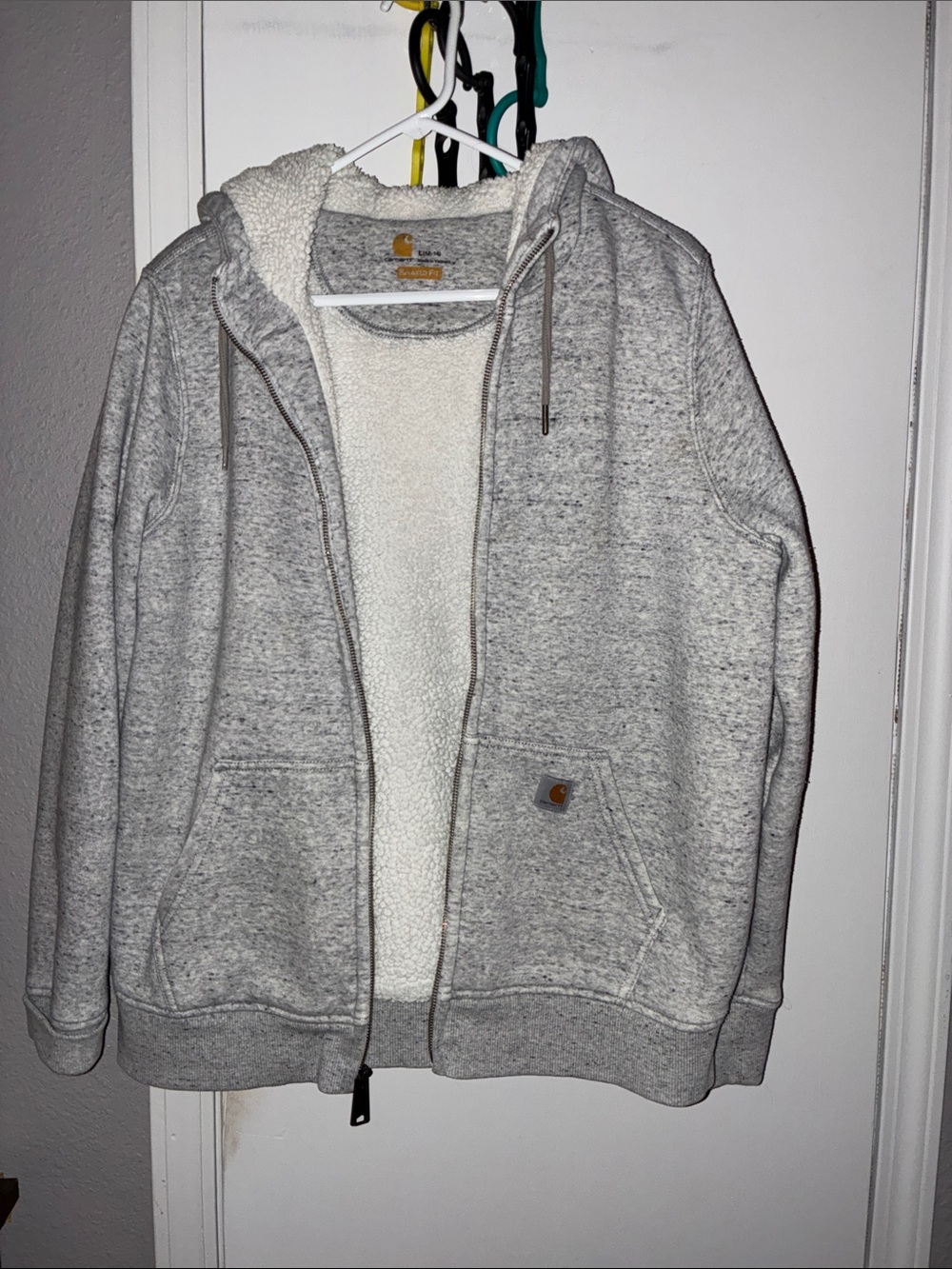 Carhartt Light Heather Gray Sherpa-Lined Zip-Up Hoodie